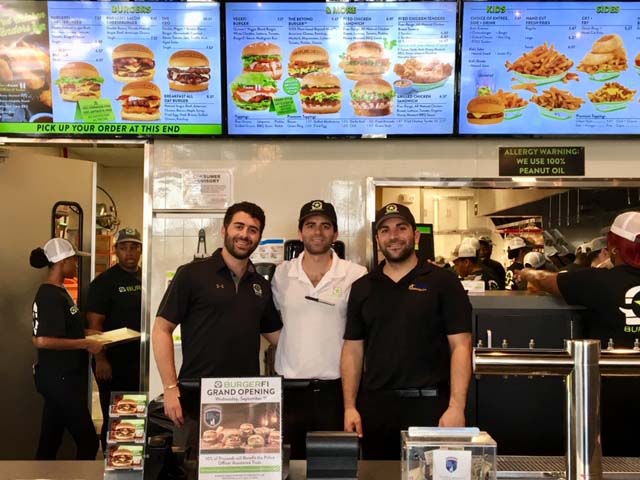 Nick, Dan, and Matt Falcone at the BurgerFi grand opening