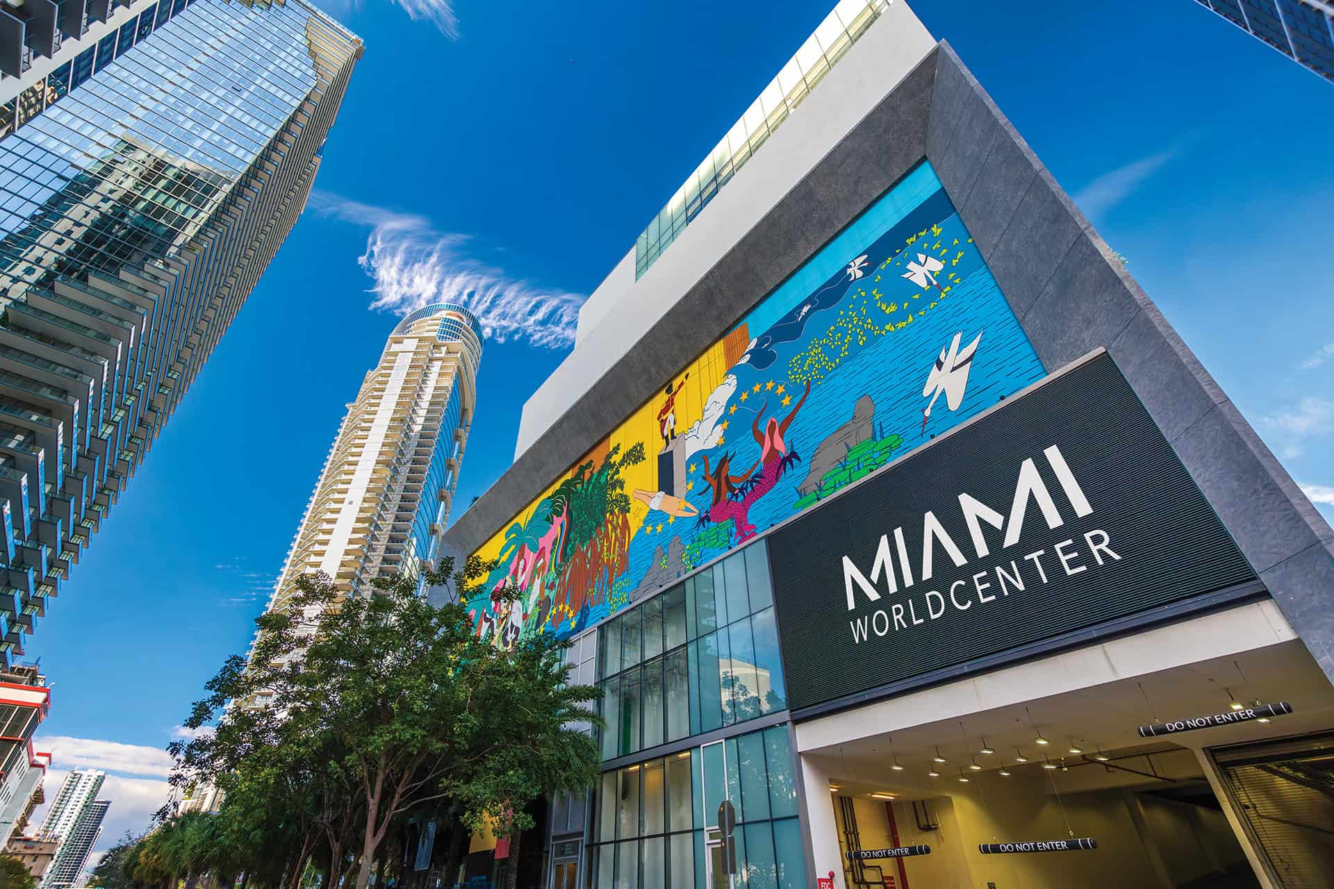 Miami Worldcenter parking garage with colorful mural