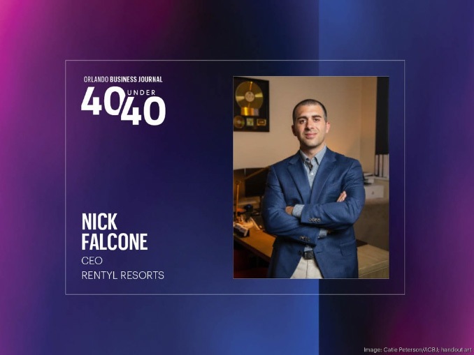 Nick Falcone, Rentyl Resorts CEO, in the Orlando Business Journal's 40 Under 40 for 2024