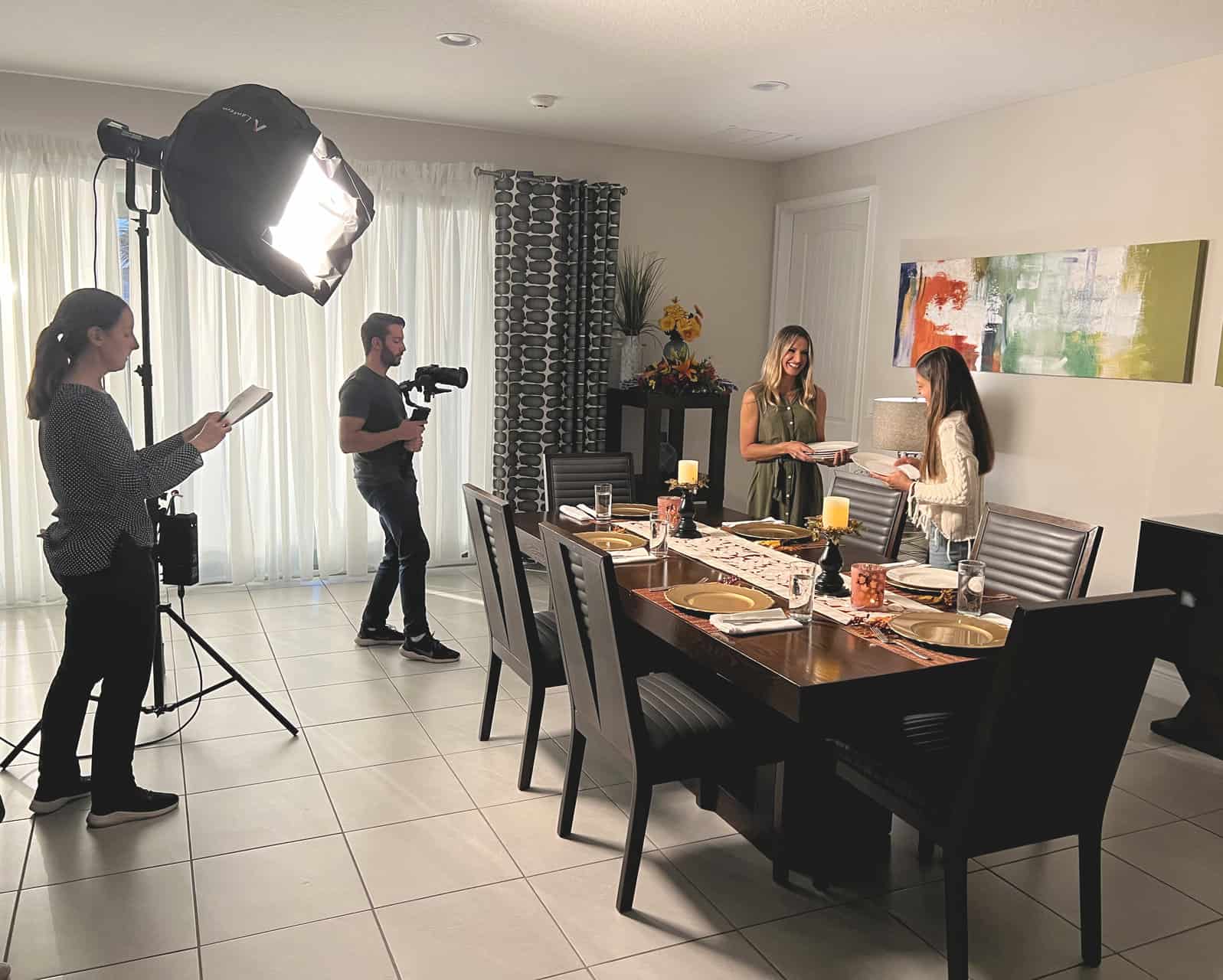 NDM Studios marketing agency content team shooting video at a resort home