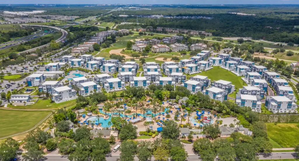 Spectrum Resort Orlando condos and water park aerial view